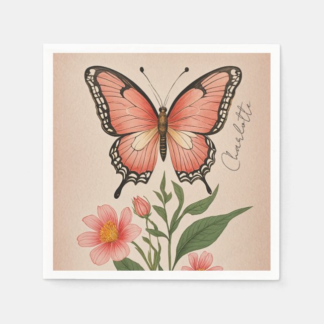 Crimson Sergranat Personlig Pappersservett (Framsidan)