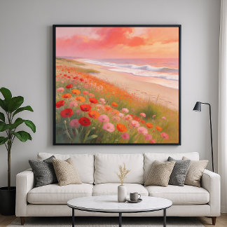 Crimson Shore - Pastell Målning Stil Konst Poster