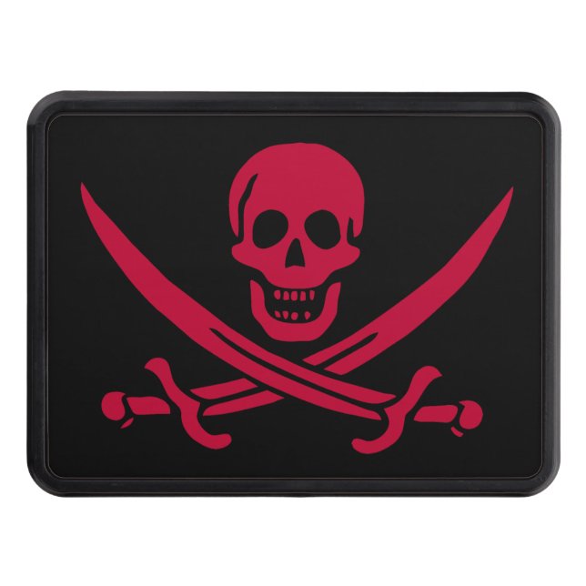 Crimson Skull & Swords Pirat flagga i Calico Jack Dragkroksskydd (Framsidan)