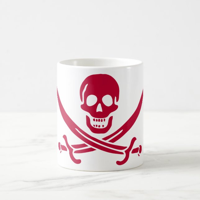 Crimson Skull & Swords Pirat flagga i Calico Jack Kaffemugg (Center)
