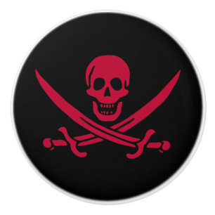 Crimson Skull & Swords Pirat flagga i Calico Jack Knopp