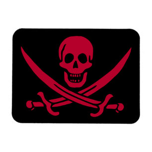 Crimson Skull & Swords Pirat flagga i Calico Jack Magnet