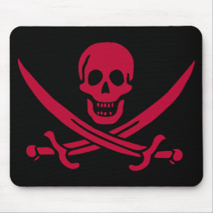 Crimson Skull & Swords Pirat flagga i Calico Jack Musmatta