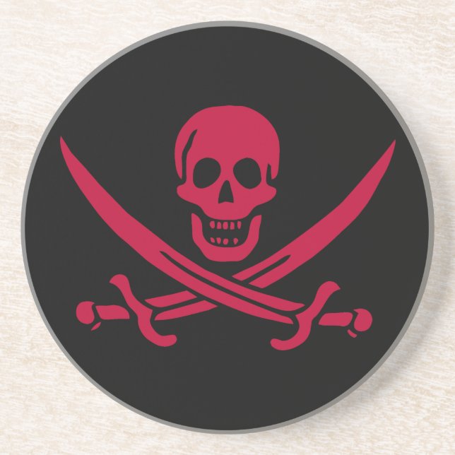 Crimson Skull & Swords Pirat flagga i Calico Jack Underlägg (Framsidan)