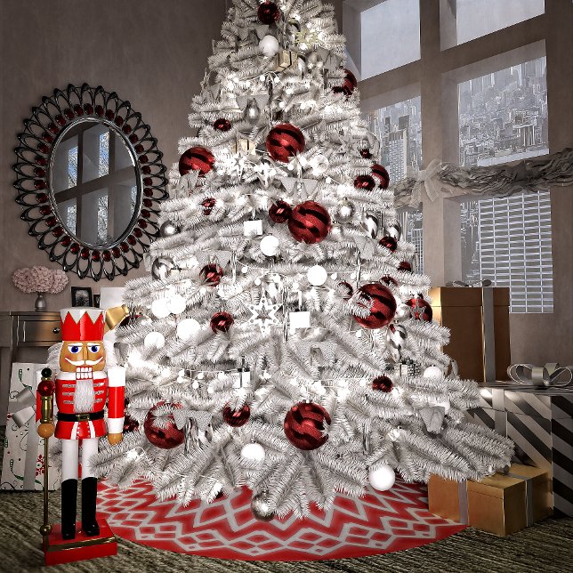 Crimson Snöre jul Julgransmatta Borstad Polyester (Skapare uppladdad)