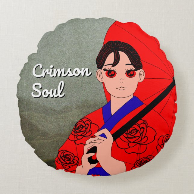 Crimson Soul Dekorativ Rund Kudde (Framsidan)