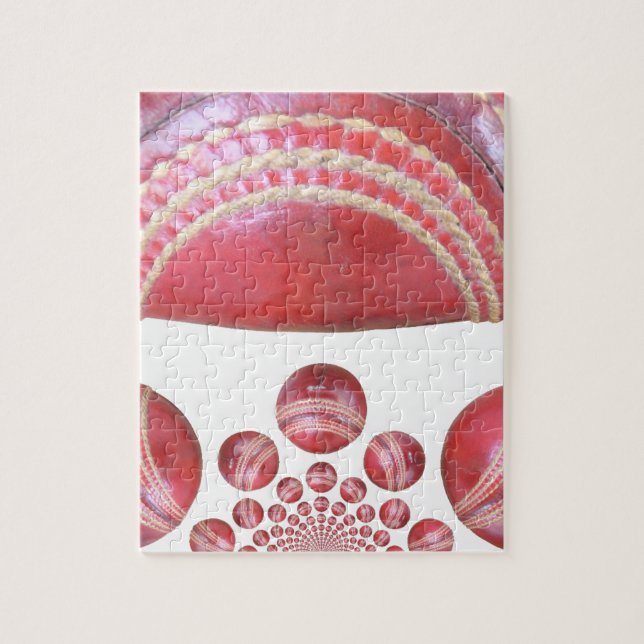 Crimson Spin - en vacker röd cricket Boll Arti Pussel (Vertikal)