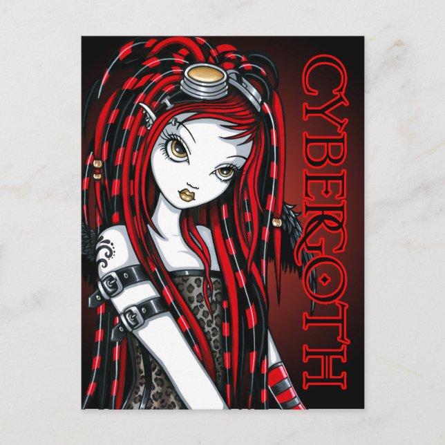 Crimson Tatto Cybergoth Angel Postcard Vykort (Framsida)
