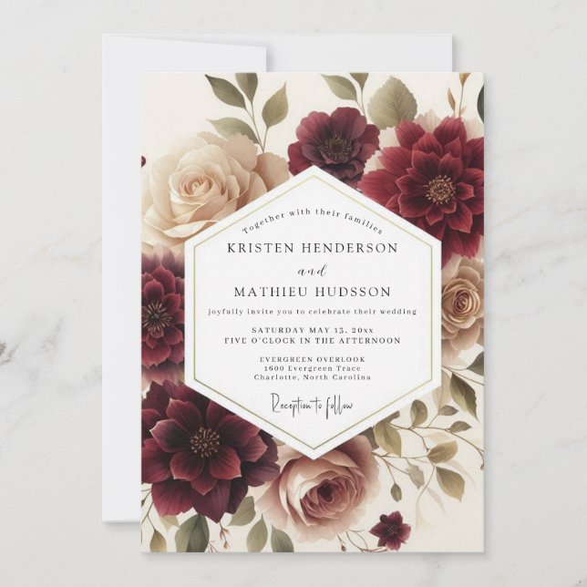 Crimson Tawny Vignette Wedding Inbjudningar (Framsida)