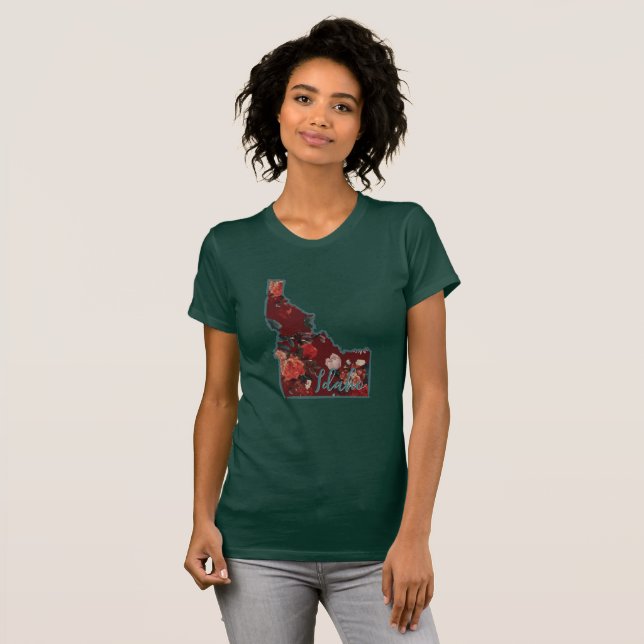 Crimson & Teal Idaho Blommigt T-shirt (Hel framsida)