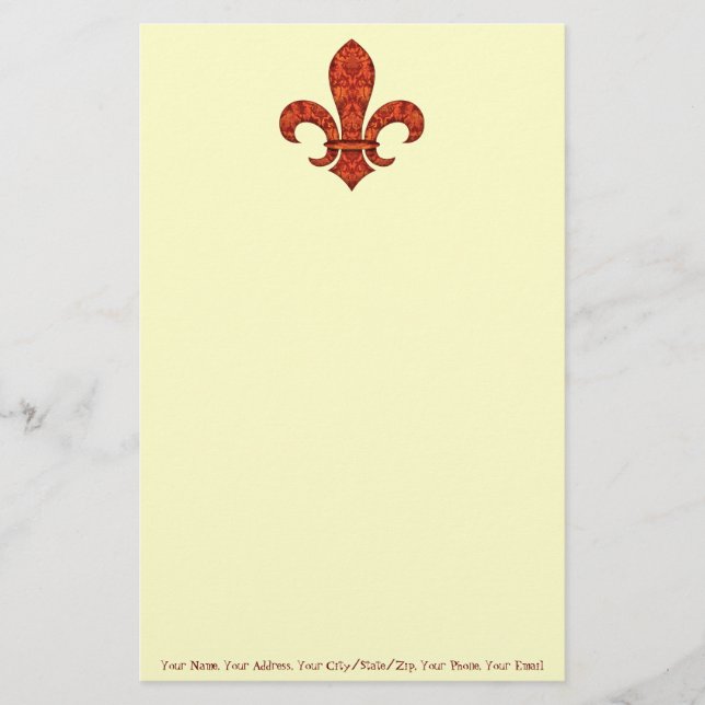Crimson trädgårds- Fleur de lis Brevpapper (Framsida)