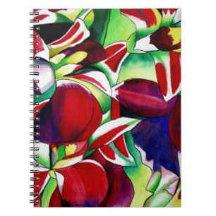 Crimson tropical Singapore Orchids blomart Anteckningsbok Med Spiral