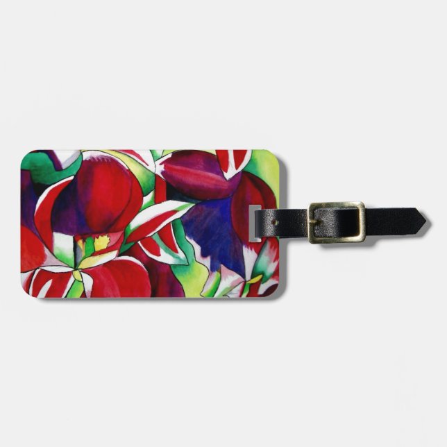 Crimson tropical Singapore Orchids blomart Bagagebricka (Horisontell Framsida)