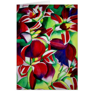 Crimson tropical Singapore Orchids blomart Hälsningskort