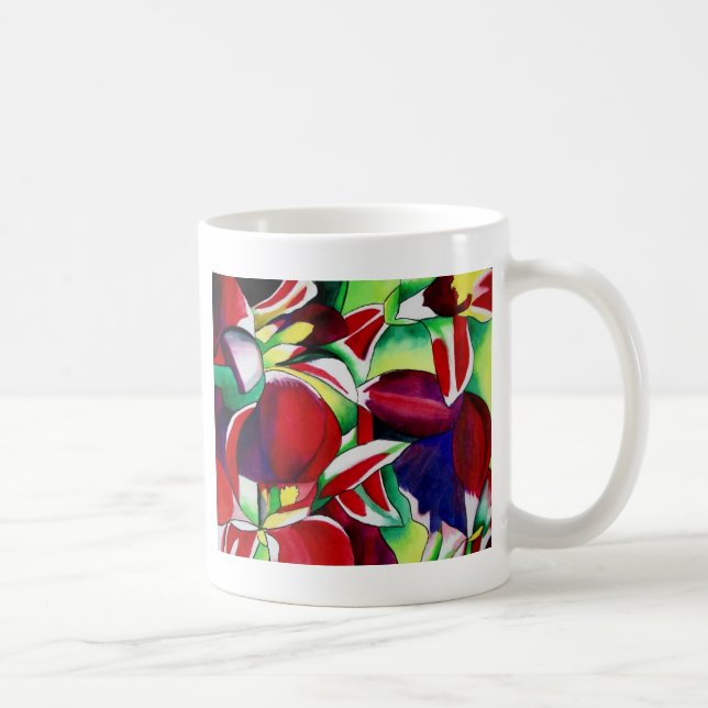 Crimson tropical Singapore Orchids blomart Kaffemugg (Höger)