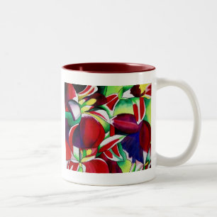Crimson tropical Singapore Orchids blomart Två-Tonad Mugg