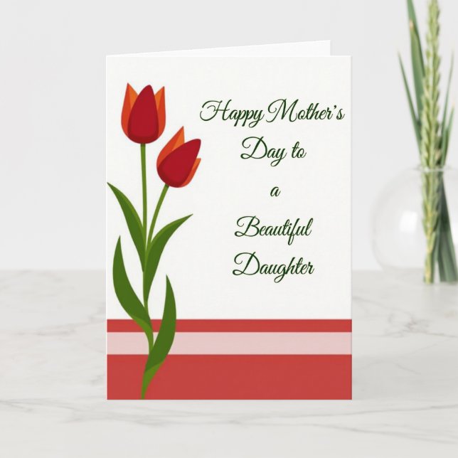 Crimson Tulip Moms Day Card Kort (Framsida)