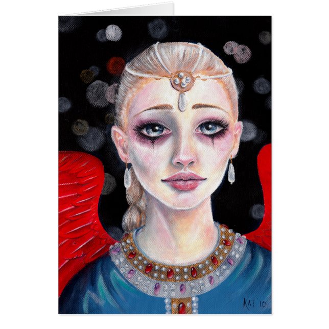 Crimson Vinge Angel Hälsningskort (Framsidan)