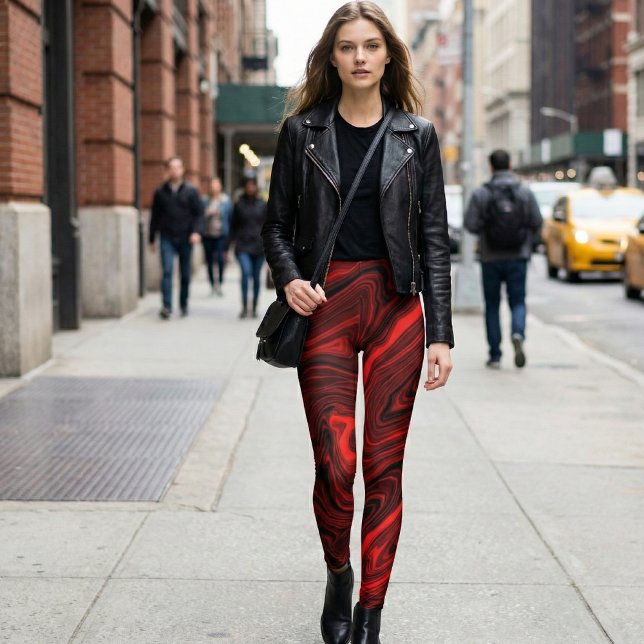 Crimson Vortex Marble: Bold Red and Black Swirl Leggings (Skapare uppladdad)