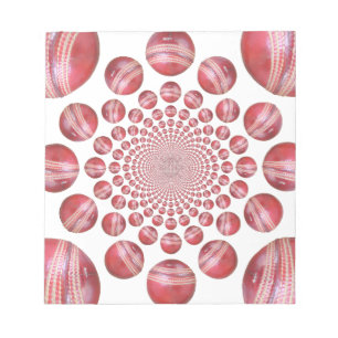 Crimson Vortex: Vacker Red Cricket Boll Art Anteckningsblock
