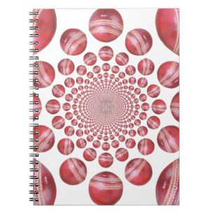 Crimson Vortex: Vacker Red Cricket Boll Art Anteckningsbok