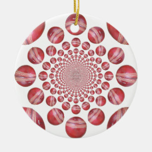 Crimson Vortex: Vacker Red Cricket Boll Art Julgransprydnad Keramik