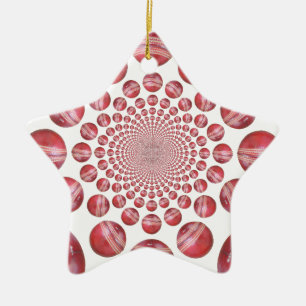 Crimson Vortex: Vacker Red Cricket Boll Art Julgransprydnad Keramik