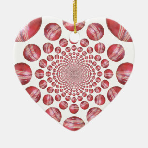 Crimson Vortex: Vacker Red Cricket Boll Art Julgransprydnad Keramik