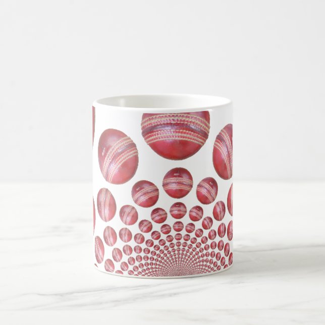Crimson Vortex: Vacker Red Cricket Boll Art Kaffemugg (Center)