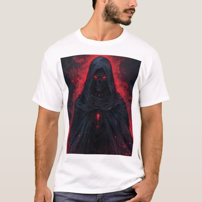 Crimson Wraith – Mörk gotisk Grim Reaper Fantasy T Shirt (Framsida)