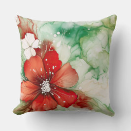 Crimson Yuletide Blooms Botanical Kudde