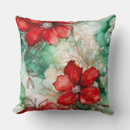 Crimson Yuletide Blooms Botanical Kudde