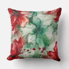 Crimson Yuletide Blooms Botanical Kudde