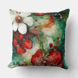 Crimson Yuletide Blooms Botanical Kudde