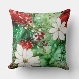 Crimson Yuletide Blooms Botanical Kudde