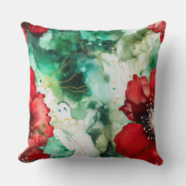 Crimson Yuletide Blooms Botanical Kudde