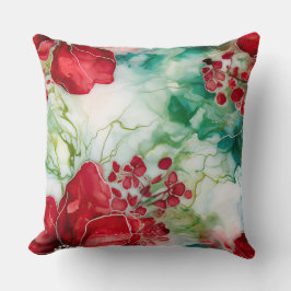 Crimson Yuletide Blooms Botanical Kudde