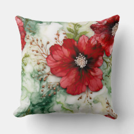 Crimson Yuletide Blooms Botanical Kudde