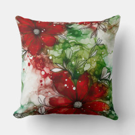 Crimson Yuletide Blooms Botanical Kudde