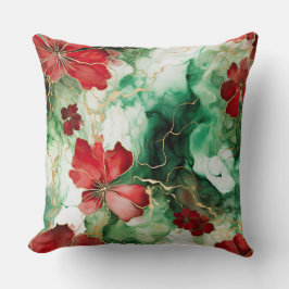 Crimson Yuletide Blooms Botanical Kudde