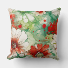 Crimson Yuletide Blooms Botanical Kudde