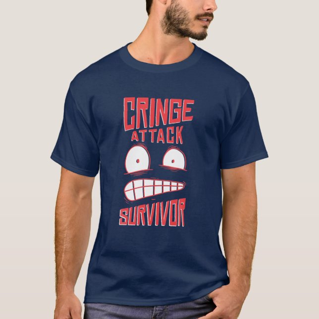 Cringe Attack Survivor Funny Pun Joke Älskare T Shirt (Framsida)