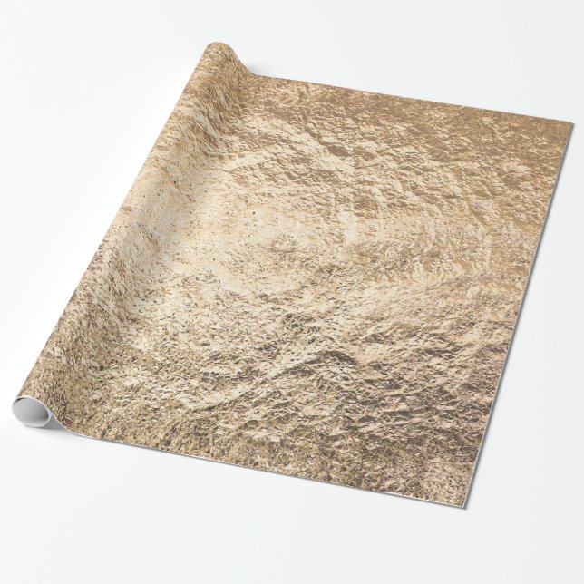 Crinkled Guld Struktur Presentpapper (Utrullad)
