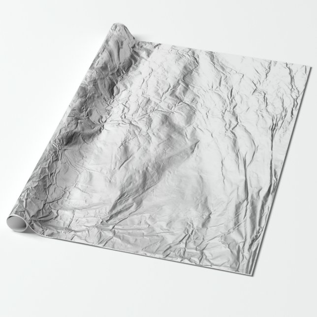Crinkled Silver Foil Effect Aluminiumskrumpna Presentpapper (Utrullad)
