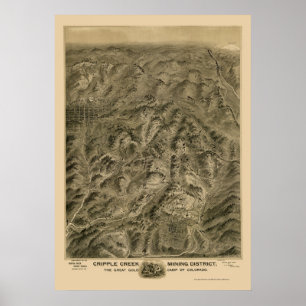 Cripple Bäck, CO Panoramic Karta - 1895 Poster