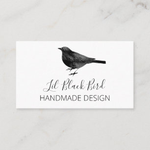 Crisp Clean White Black Bird Handmade Visitkort