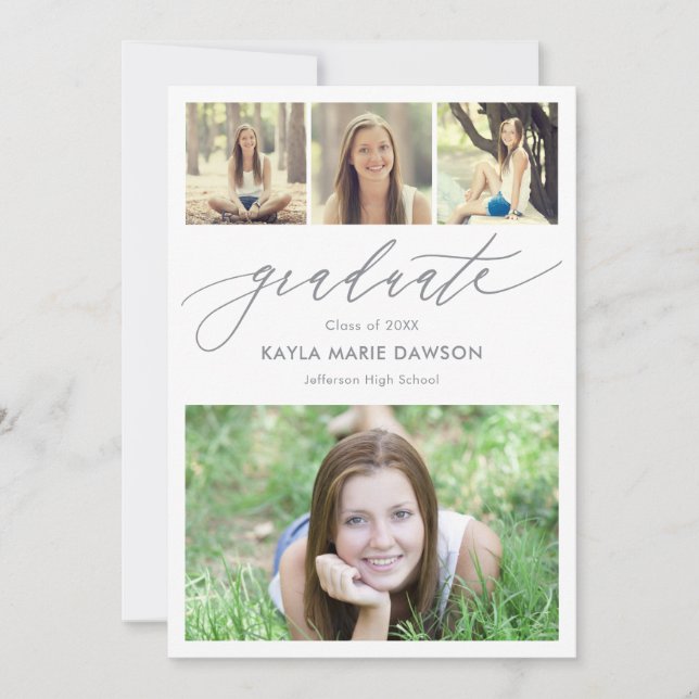 Crisp Collage Editable Färg Studenten-inbjudan Inbjudningar (Framsida)