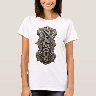 Crisp Gold INFAMOUS slogan design T Shirt