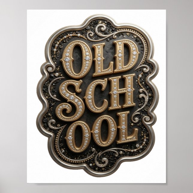 Crisp Gold OLD SCHOOL Citat Design Poster (Framsidan)