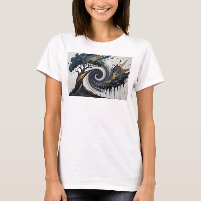 Crisp Gold TREE SPIRAL Citat T-Shirt (Framsida)